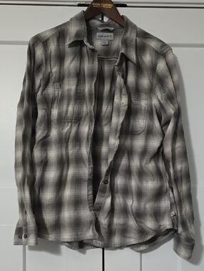 Carhartt Womens Gray Plaid Flannel Shirt